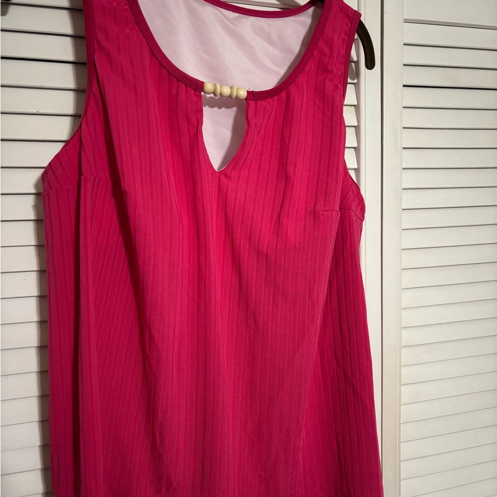 Pink Sleeveless swimsuit with Bead Detail